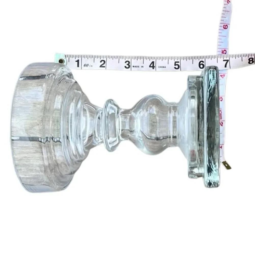 Pottery Barn Clear Glass Square Base 7” Pillar Candle Holder